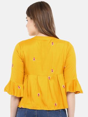 mandarin neck embroidered top - 17359493 - Standard Image - 3