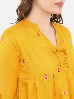 mandarin neck embroidered top - 17359493 - Standard Image - 5