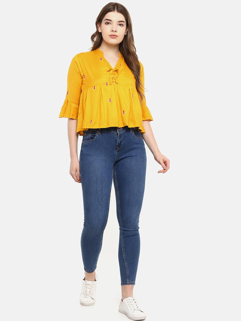 mandarin neck embroidered top - 17359493 - Zoom Image - 4