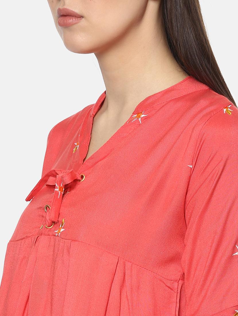mandarin neck embroidered top - 17359495 - Zoom Image - 5