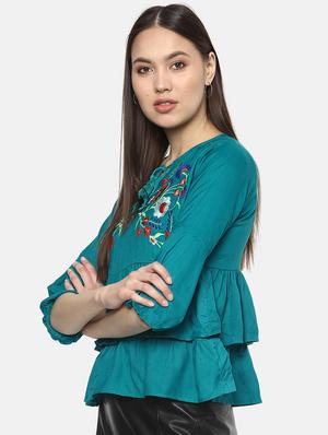 tie up neck peplum top - 17359499 - Standard Image - 2