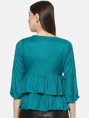 tie up neck peplum top - 17359499 - Standard Image - 3