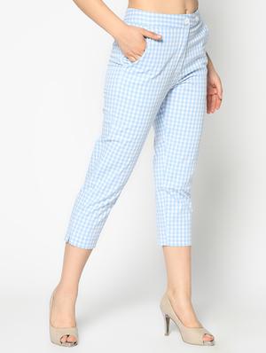 high rise checkered trouser - 17359545 - Standard Image - 2