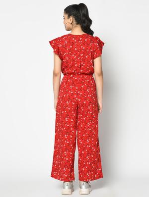 tie front floral full leg jumpsuit - 17359566 - Standard Image - 3