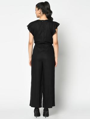 tie front full leg jumpsuit - 17359567 - Standard Image - 3