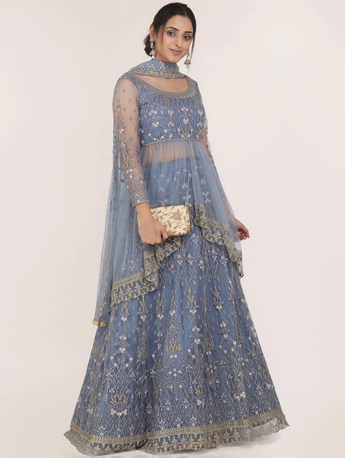 embroidered flared lehenga - 17359941 - Very Small Image - 1