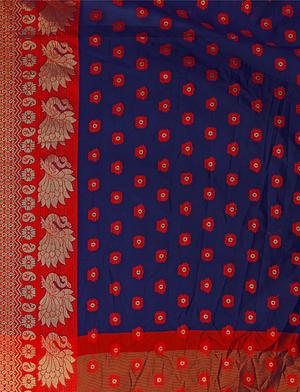 navy art silk woven saree with blouse - 17360575 - Standard Image - 4