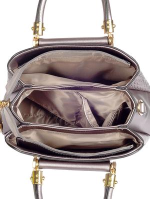 grey leather regular handbag - 17360619 - Standard Image - 3
