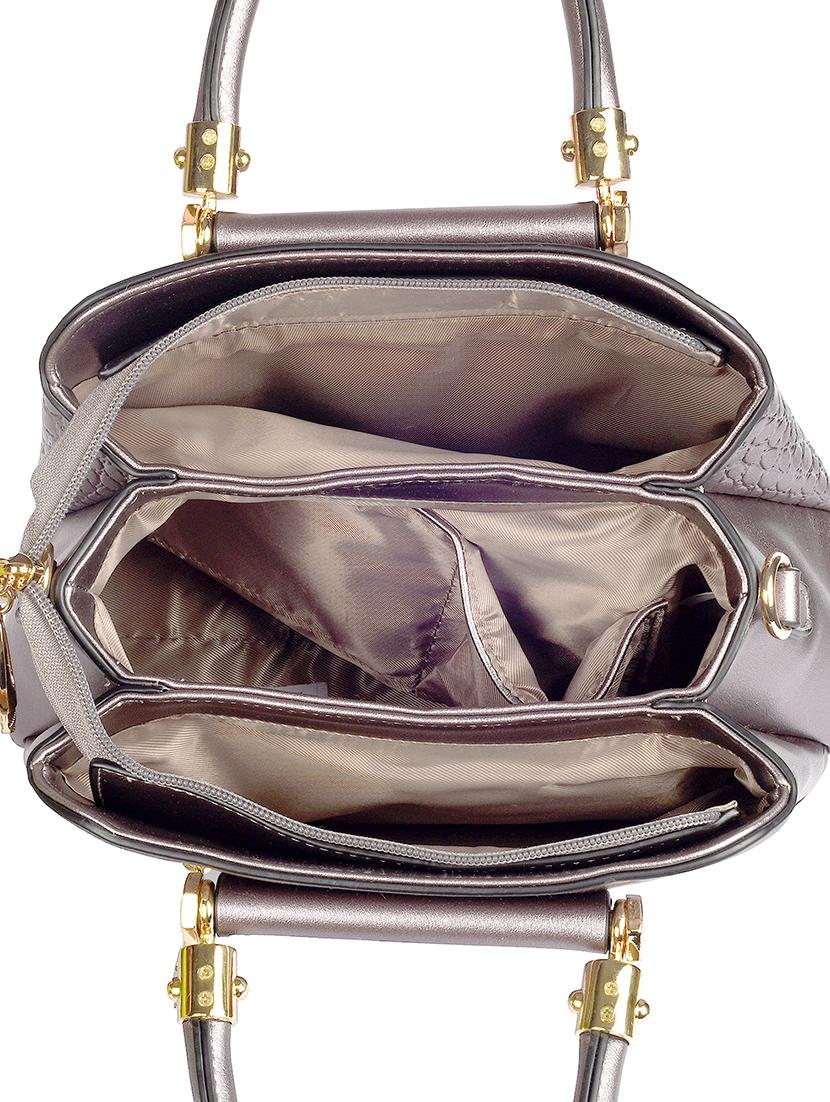 grey leather regular handbag - 17360619 - Zoom Image - 3
