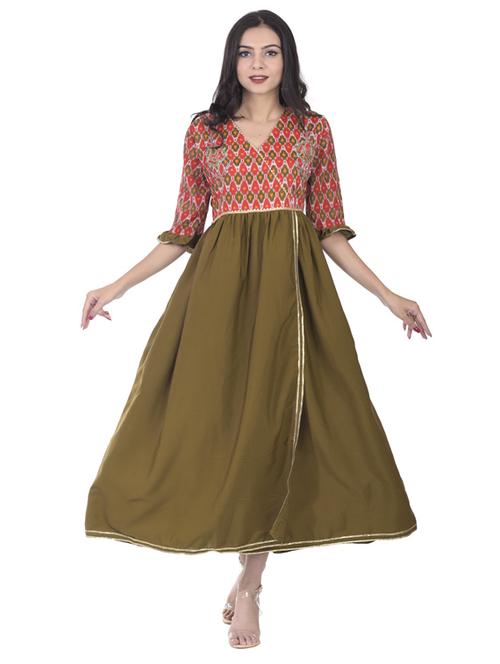 ikat print flared ethnic dress - 17360790 - Standard Image - 1