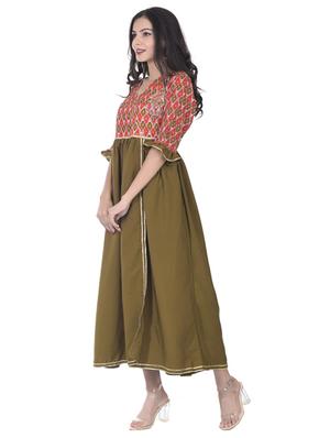 ikat print flared ethnic dress - 17360790 - Standard Image - 2