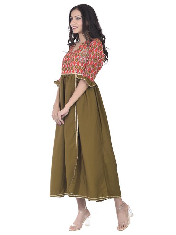 ikat print flared ethnic dress - 17360790 - Zoom Image - 2