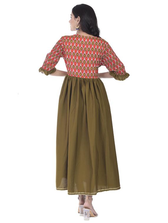 ikat print flared ethnic dress - 17360790 - Zoom Image - 3