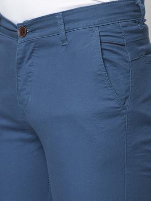 blue solid chinos - 17360860 - Standard Image - 5