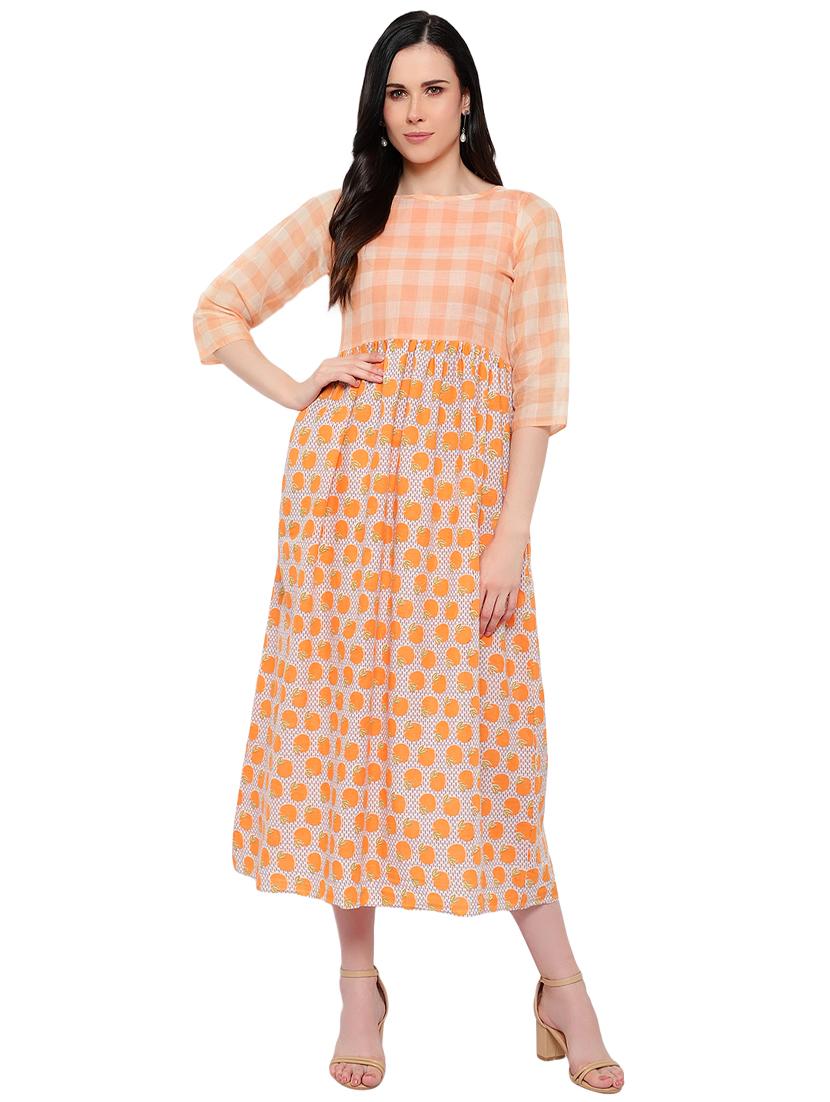 boat neck printed a-line dress - 17361297 - Zoom Image - 1