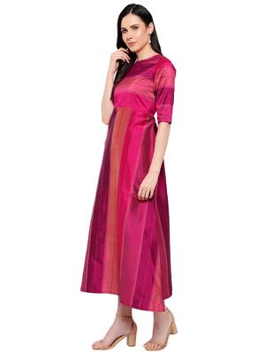 pink polyester aline dress - 17361300 - Standard Image - 2
