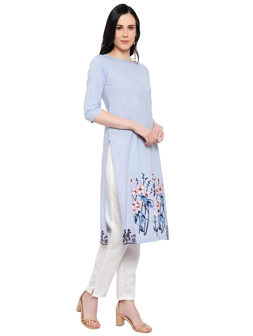embroidered straight kurta - 17361311 - Zoom Image - 2