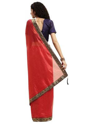 solid bordered saree with blouse - 17361381 - Standard Image - 2