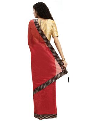 solid bordered saree with blouse - 17361405 - Standard Image - 2