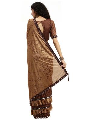 ruffle foil print saree with blouse - 17361412 - Standard Image - 2