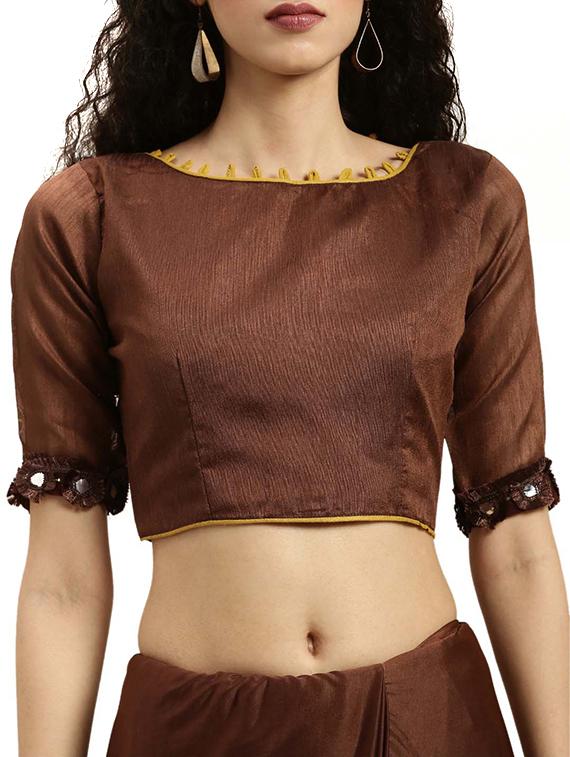 ruffle foil print saree with blouse - 17361412 - Zoom Image - 3