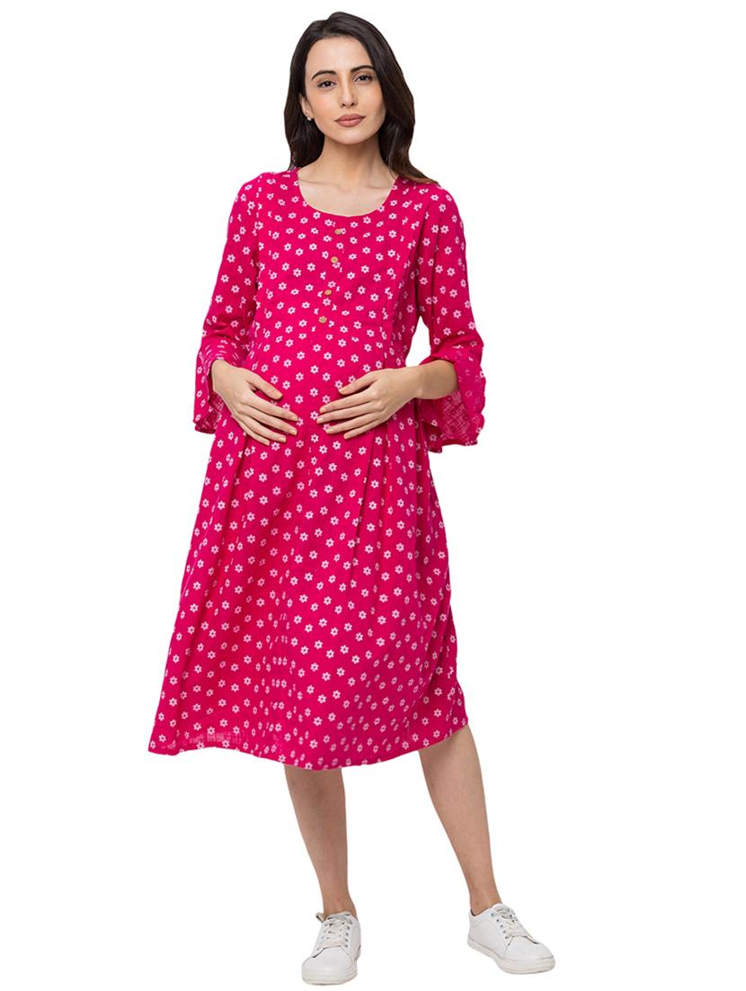 bell sleeved floral a-line maternity wear - 17361630 - Zoom Image - 1