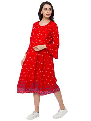 bell sleeved floral a-line maternity wear - 17361635 - Standard Image - 2