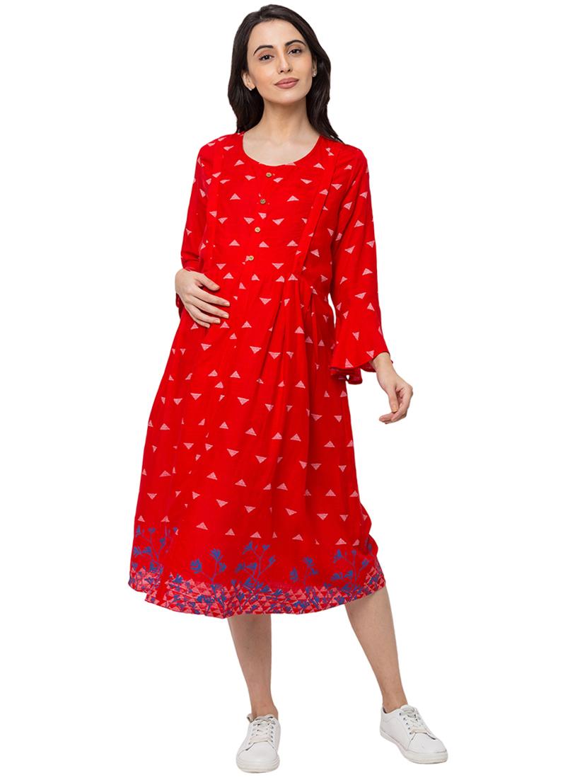 bell sleeved floral a-line maternity wear - 17361635 - Zoom Image - 1