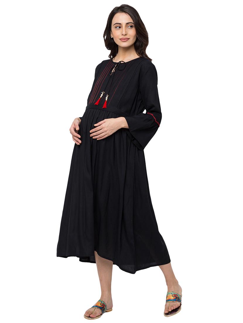 tie up neck maternity wear dress - 17361640 - Zoom Image - 2