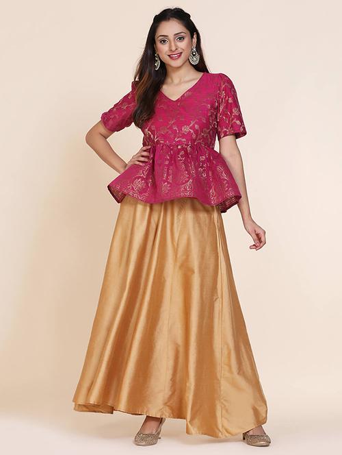 floral zari work fusion set - 17361672 - Standard Image - 1