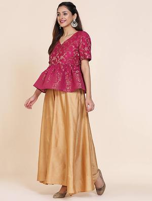 floral zari work fusion set - 17361672 - Standard Image - 2