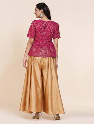floral zari work fusion set - 17361672 - Standard Image - 3