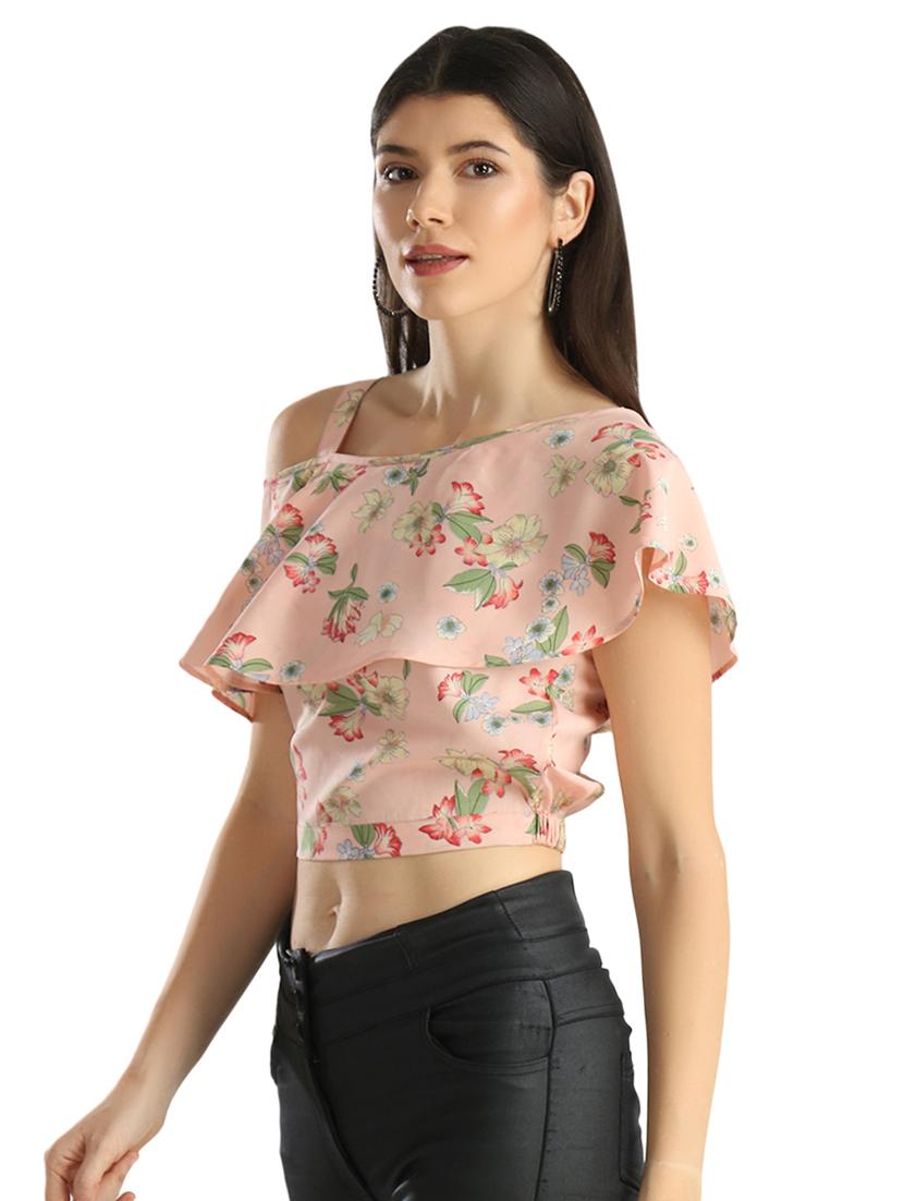 single shoulder floral top - 17361824 - Zoom Image - 2
