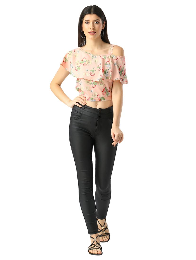 single shoulder floral top - 17361824 - Zoom Image - 4