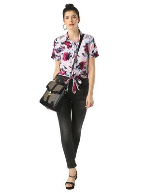 tie front floral top - 17361828 - Standard Image - 4