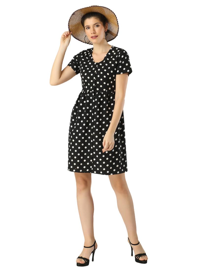round neck polka dot dress - 17361863 - Zoom Image - 1