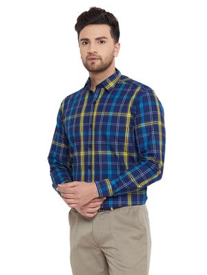 navy blue checkered formal shirt - 17361870 - Standard Image - 2