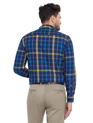 navy blue checkered formal shirt - 17361870 - Standard Image - 3