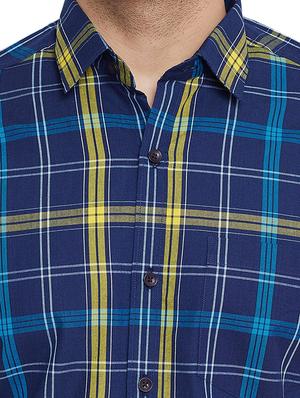 navy blue checkered formal shirt - 17361870 - Standard Image - 5