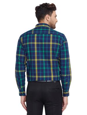 navy blue checkered formal shirt - 17361871 - Standard Image - 3