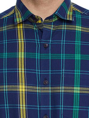 navy blue checkered formal shirt - 17361871 - Standard Image - 5