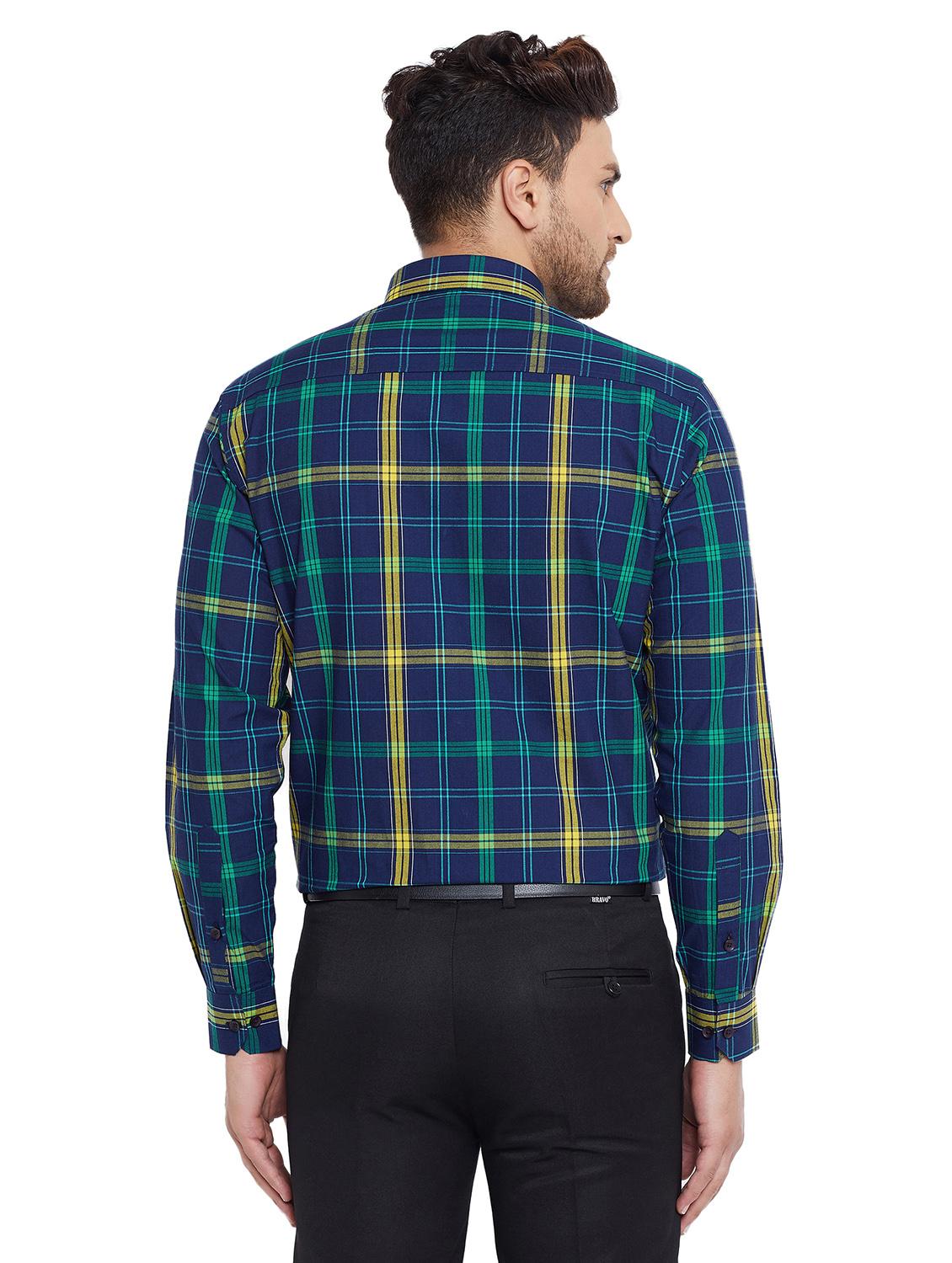navy blue checkered formal shirt - 17361871 - Zoom Image - 3