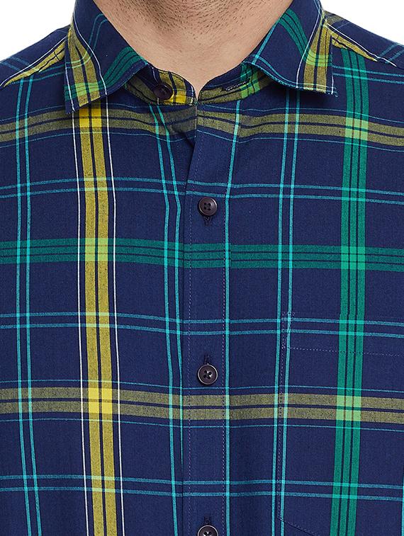 navy blue checkered formal shirt - 17361871 - Zoom Image - 5