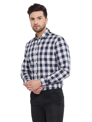 navy blue checkered formal shirt - 17361875 - Standard Image - 2