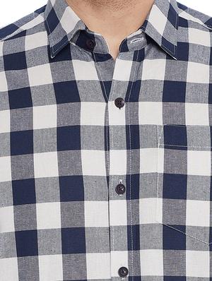 navy blue checkered formal shirt - 17361875 - Standard Image - 5