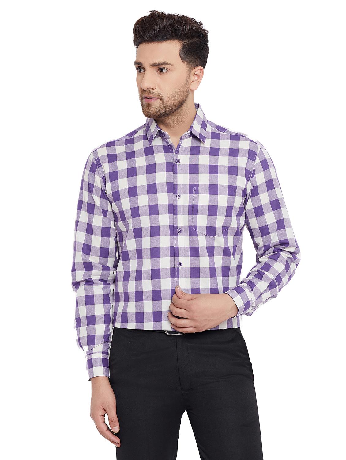 purple checkered formal shirt - 17361877 - Zoom Image - 1
