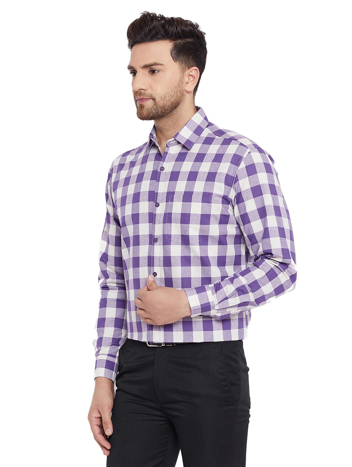 purple checkered formal shirt - 17361877 - Zoom Image - 2