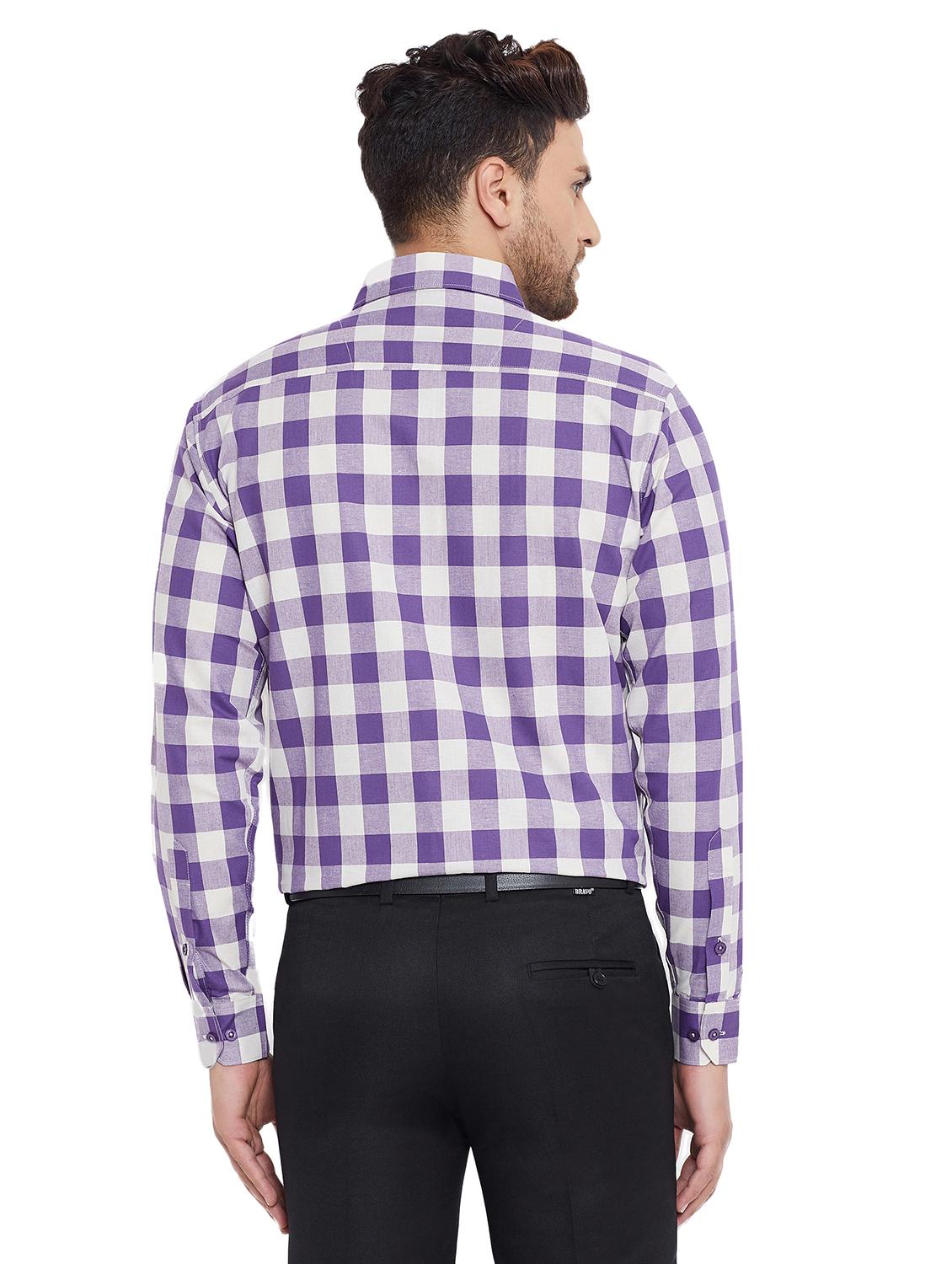purple checkered formal shirt - 17361877 - Zoom Image - 3