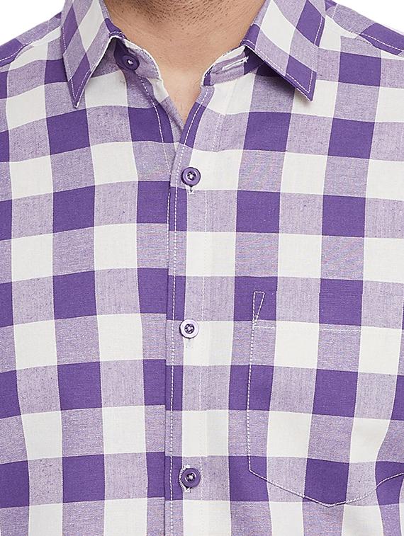 purple checkered formal shirt - 17361877 - Zoom Image - 5