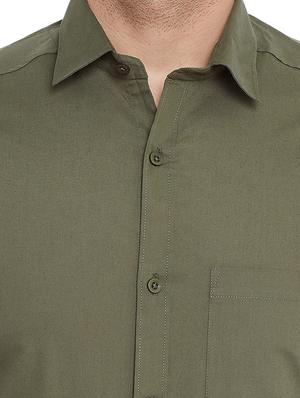 olive green solid formal shirt - 17361880 - Standard Image - 5